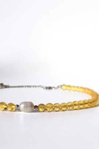 HELIOS Citrine Pearl Silver Necklace