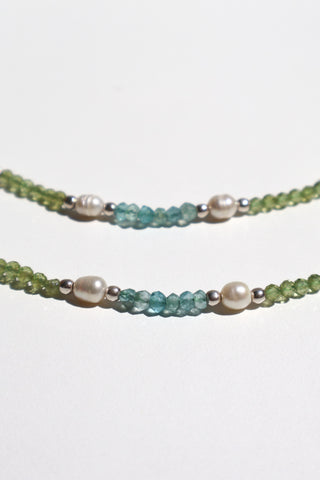 LAGUNA Aquamarine Peridot Pearl Silver Necklace