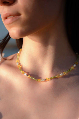 OASIS Peridot Citrine Pearl Silver Necklace