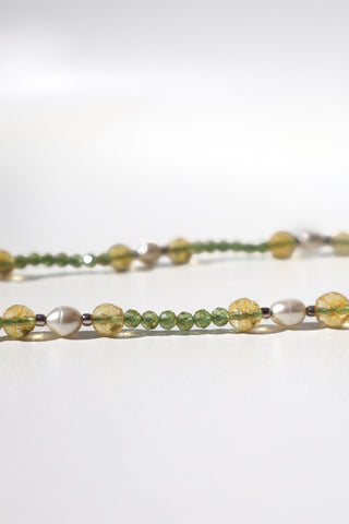 OASIS Peridot Citrine Pearl Silver Necklace